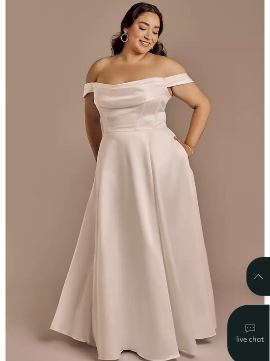 David's Bridal Dresses & Skirts - Off-Shoulder White Satin A-Line Dress